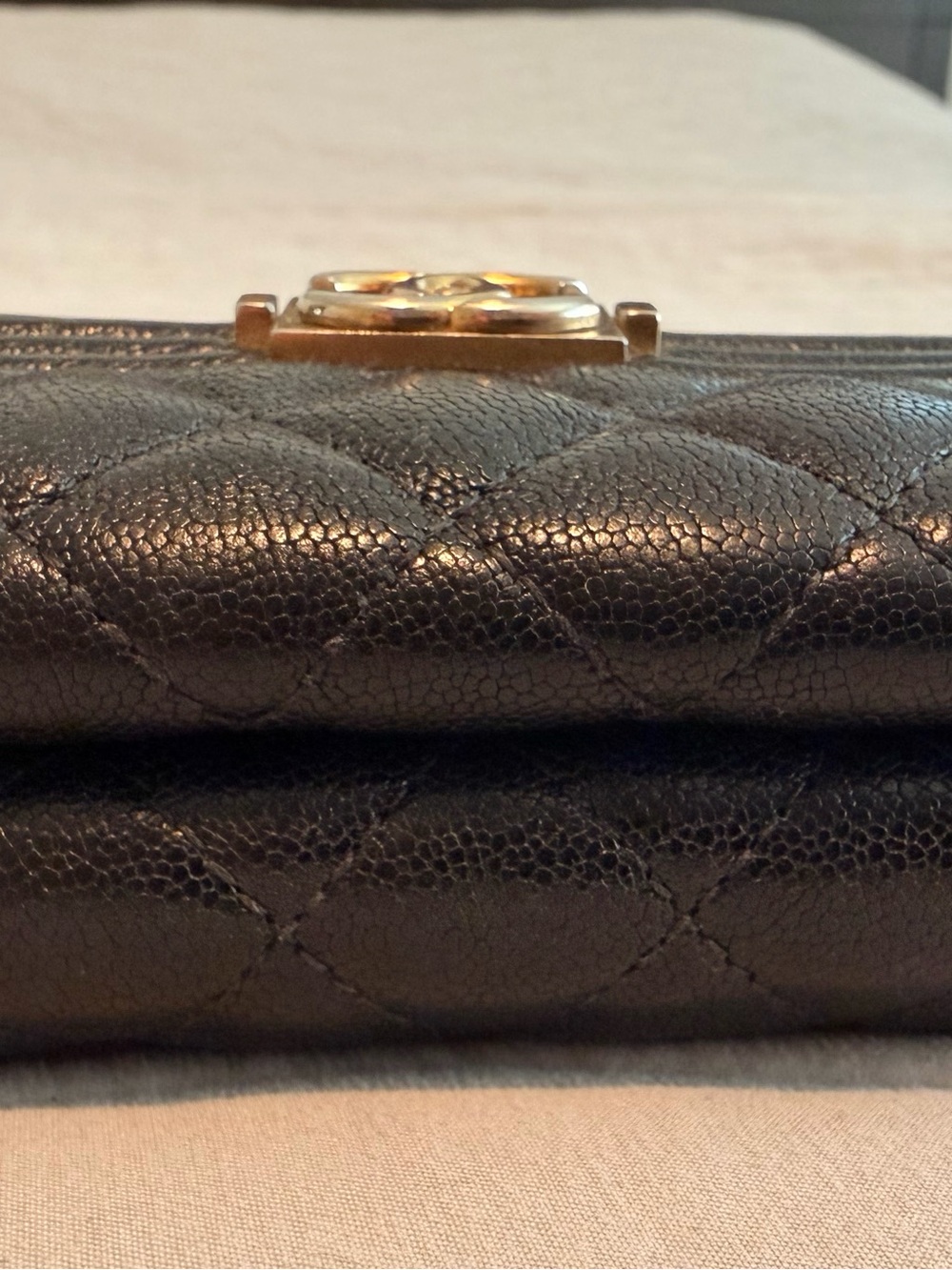 CHANEL Black Quilted Leather Compact Wallet Trifold - Picture 8 of 14